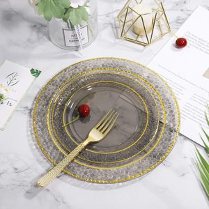 Assiette ronde en plastique de qualité supérieure pour desserts, style occidental, élégante et luxueuse, jetable pour les fêtes - Product Image 4