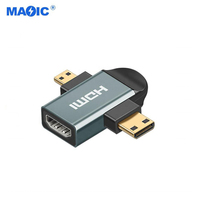 En gros Premium OEM Micro HDMI Mini HDMI mâle à HDMI femelle 2 en 1 convertisseur adaptateur en alliage d'aluminium 2K