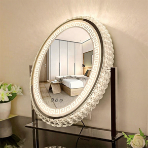 <span class=keywords><strong>Miroir</strong></span> ovale moderne rétro en cristal, sensible au toucher, éclairé, pour salle de bain, appartement, cadeau d'anniversaire pour filles, <span class=keywords><strong>miroir</strong></span> de maquillage à LED - Product Image 1