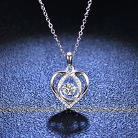 Collier tendance en argent sterling 925 plaqué or/platine de haute qualité, avec moissanite taille brillant sertie griffe, en forme de gourde fine