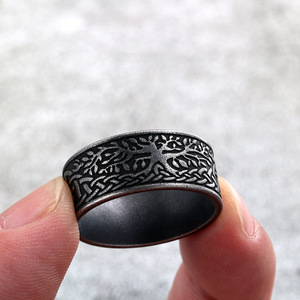 Anillo Retro Europeo Americano de Acero Inoxidable con Diseño de Árbol de la Vida para Hombres y Mujeres, Joyería de Boda 08204 08205 - Product Image 3