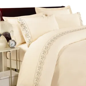100% 纯棉纯色床上用品套装大号花朵设计床单