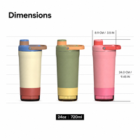 Bouteille shaker en acier inoxydable anti-fuite de 24 oz, gobelet shaker pour protéines avec base de rangement, poignée de transport, logo personnalisé, vente en gros