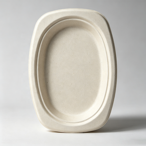 Plateau de barbecue jetable en bagasse rigide, forme ellipse, pour steak, viande, fruits de mer, huîtres, grillades, pique-nique, événements en plein air - Product Image 1