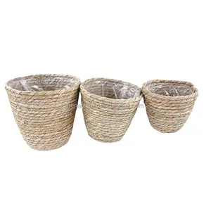 Handmade Seagrass Plant Pot for Indoor Planters Basket Flower Pots Cover, Plant Storage Containers Basket