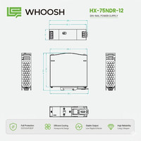 Série d'alimentations économiques fines pour rail DIN WHOOSH NDR 75W 120W 240W 480W 12V 24V 48V pour l'automatisation industrielle