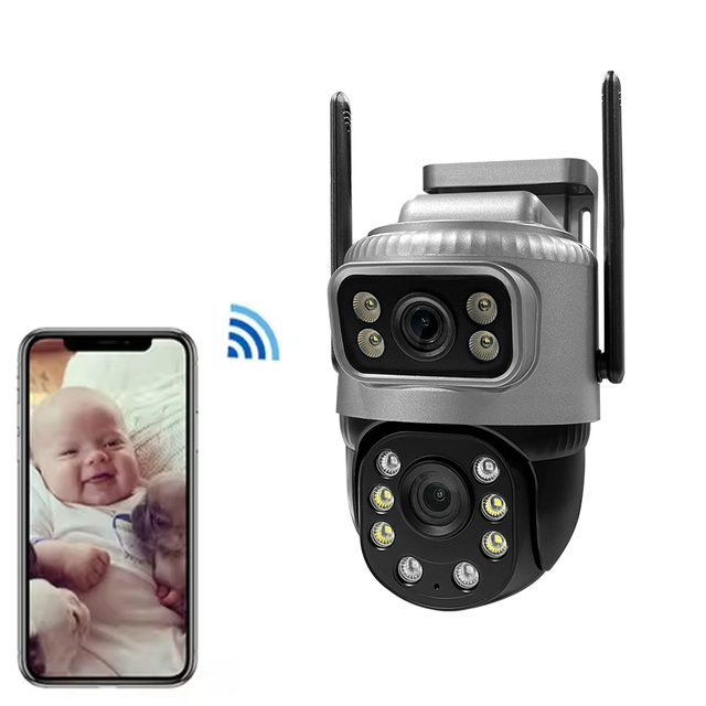 Factory Dual Screen Alarm Linkage 4MP CCTV Outdoor PTZ IP Surveillance Wireless Home Security WiFi Dual Lens Camera
