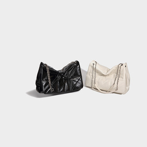 Factory direct sale <b>white</b> diamond pattern <b>shoulder</b> <b>bag</b> chain leather patchwork <b>shoulder</b> strap fashionable women's <b>bag</b> - Product Image 2