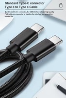 Usine 1m 2m 3m Câble usb c à usb c 3A charge rapide matériau tressé cordon de données type c chargeur pour ip pour téléphones Android