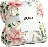 Selimut Lembut Motif Bunga dari Kain Flanel Fleece, Selimut Bunga Pink yang Nyaman untuk Sofa, Tempat Tidur, Penggunaan Sepanjang Musim