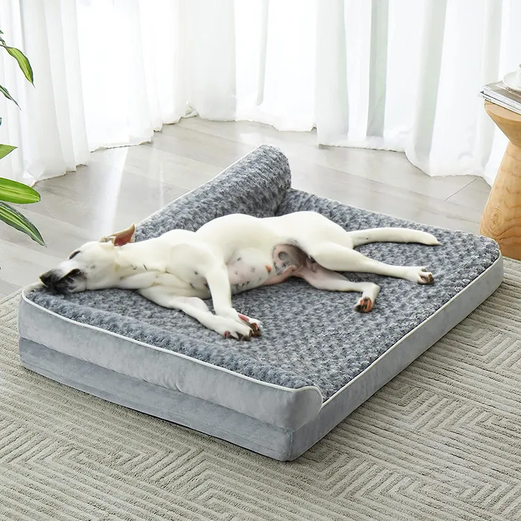 Manufacturer Wholesale Luxury Large Orthopedic Pet Dog Beds for Medium Large Dogs with Rose Plush