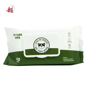 OEM 100Pcs Pet Tai Cleaner Khăn Lau Ướt Khăn Lau Cho Chó Khử Mùi Mềm Giá Rẻ Mô Ướt Tùy Biến Chống Sương Mù Khăn Lau