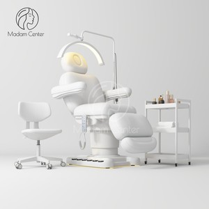 Cama de Tratamiento Cosmetológico Moderna con 3 Motores de la Marca Madamcenter, Silla Facial Ergonómica Plegable y Reclinable para Uso Estético - Product Image 1