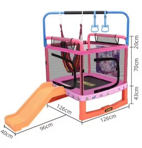 Toboggan de <span class=keywords><strong>trampoline</strong></span> en acier allié <span class=keywords><strong>pour</strong></span> enfants, équipement de jeu <span class=keywords><strong>pour</strong></span> tout-petits avec panier de basket et <span class=keywords><strong>filet</strong></span> de sécurité, tailles 8FT-14FT, utilisation intérieure/extérieure - Product Image 6