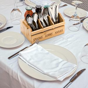 Bamboo Tableware Organizer <b>Box</b> 24.5x8.5x17.15cm Multi-Purpose <b>Storage</b> For Spoons Forks Knives <b>Kitchen</b> Utensils - Product Image 2