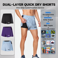Shorts de course 2 en 1 anti-transpiration avec poche arrière zippée, légers, pour le fitness et la gym en extérieur
