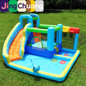 Castillo Hinchable <span class=keywords><strong>de</strong></span> Agua para Saltar, Trampolín Pequeño Doméstico para Niños, Tobogán Interior, Cama Elástica para Guardería, Castillo <span class=keywords><strong>de</strong></span> Juegos. - Product Image 1