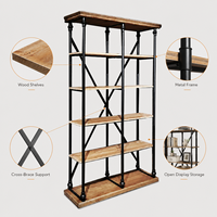 Étagère de rangement multi-niveaux HONGYAN moderne et réglable en métal de style industriel avec structure en X pour salon et maison