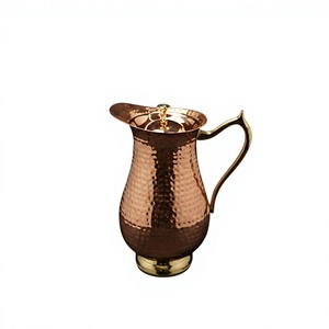 AZ ENTERPRISES Hammered Copper Eco-Friendly Handmade Water Pitcher Lid 1.7L Classic Design Drinking Jug for Party Wedding Use - Product Image 1