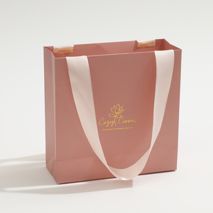 Custom Logo Eco-Friendly Recyclable Luxury Art Paper Jewelry Bag with Ribbon Handle Gift Packaging - Product Image 5