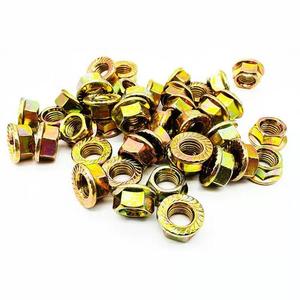 Proveedor de Fábrica ASME B18.16.4 B18.2.2 Grado 2/5/8 6 # Tuerca hexagonal con brida de 2'' en acero al carbono, cincada y serrada - Product Image 3