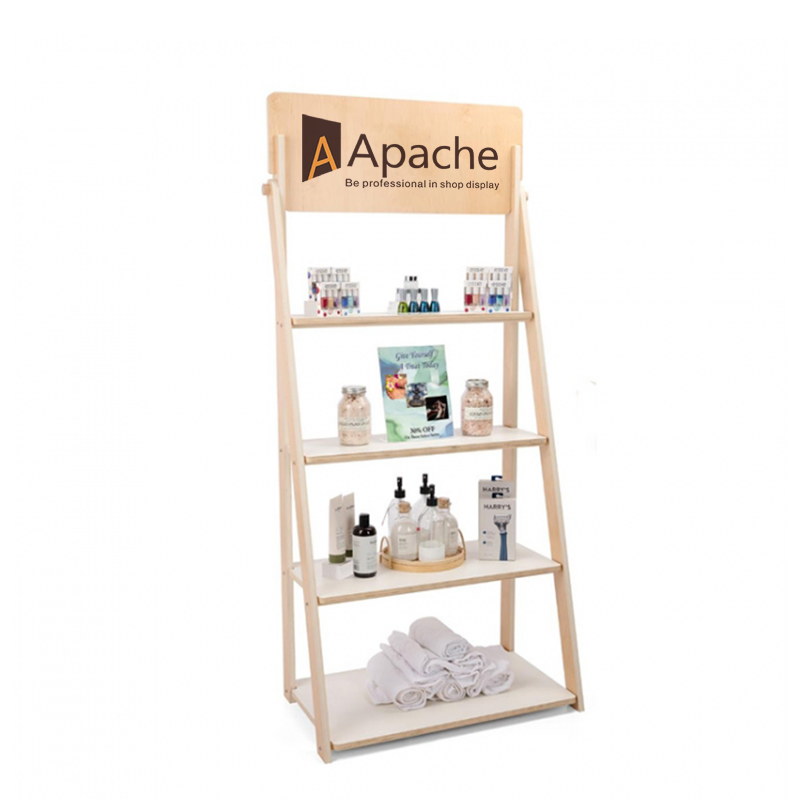 Customizable Wood Display Rack for Cosmetics Store Quality Display Stand — view 4