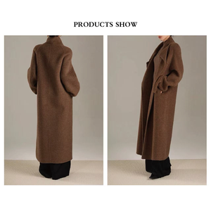 2025 Otoño-Invierno nueva llegada de lana de alta calidad mezcla de lana de alpaca hecho a mano abrigo de mujer con cuello levantado - Product Image 4