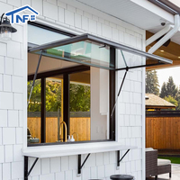 Fenêtre à auvent rabattable en verre trempé au design moderne, cadre en alliage d'aluminium, vérin à gaz, fenêtres pliantes traversantes