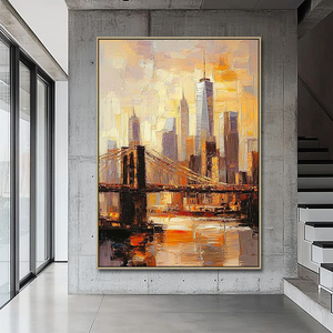 Décoration intérieure de haute qualité, <span class=keywords><strong>peinture</strong></span> à la main, impressionnisme moderne, paysage urbain de <span class=keywords><strong>New</strong></span> <span class=keywords><strong>York</strong></span>, art mural, peintures acryliques sur toile - Product Image 3