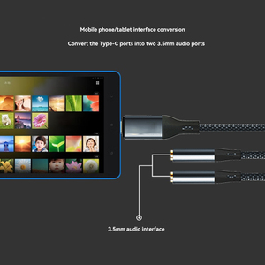 <span class=keywords><strong>Cable</strong></span> Adaptador de <span class=keywords><strong>Tipo</strong></span> C a Conector para Auriculares <span class=keywords><strong>2</strong></span> en 1, Doble <span class=keywords><strong>Tipo</strong></span> C con Blindaje Trenzado, <span class=keywords><strong>Carga</strong></span> Rápida de 3A, Conector de Audio Auxiliar para Cámara - Product Image 4