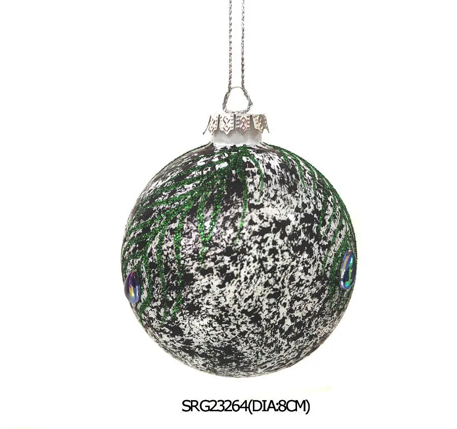Ornamen Natal bola 8CM kaca gantung bola untuk dekorasi pohon Natal