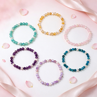 Bracelet en pierres précieuses naturelles Amazonite et Aigue-marine de 6 mm, perles rondes facettées, avec perle d'eau douce