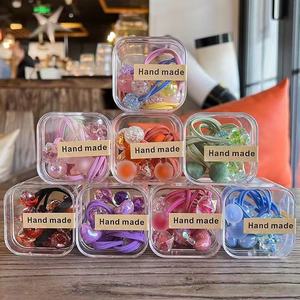 Venta al por mayor de colores de alta elasticidad de verano Sweet6pcs/set banda de goma para el cabello niñas azul mate corazón bola bebé lazos para el cabello accesorios para el cabello - Product Image 1