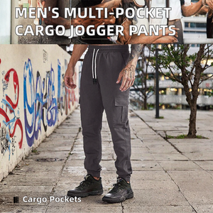 <b>Men</b> Cargo Jogger Pants Elastic Waist <b>Drawstring</b> Elastic Cuff Multi Pocket Breathable Casual Sports <b>Trousers</b> - Product Image 2
