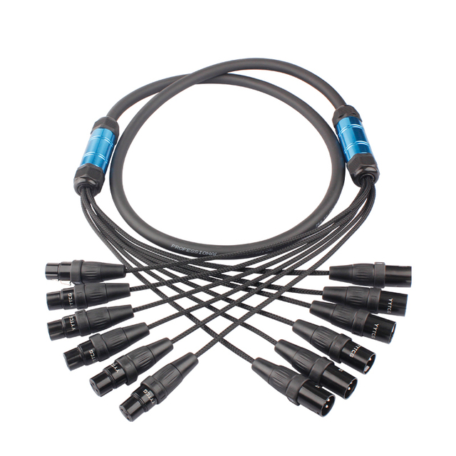 Multi-channel 6 Channel XLR 3pin Male to Female Audio Cable Snake Cable Black PVC OFC Microphone Cable
