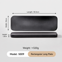 Plateau rectangulaire noir de 30,5 cm, résistant aux chocs, en résine mélamine de qualité alimentaire, écologique, passe au lave-vaisselle, ensemble de plateaux de service