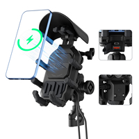 Support de téléphone pour moto et scooter avec chargeur sans fil USB A+C, support de téléphone avec support de caméra GPS