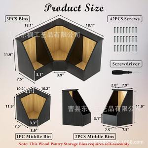 กล่องเก็บของมุมโต๊ะไม้ 3 ช่อง สำหรับจัดระเบียบผลไม้บนเคาน์เตอร์ครัว - Product Image 4