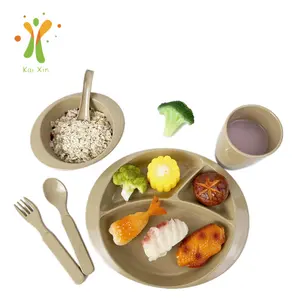 BPA ücretsiz plastik ücretsiz biyobozunur pirinç kabuğu kaşık ve çatal yemekleri çocuk sofra bebek aksesuarları besleme yemek seti