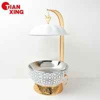 Réchaud à alcool pour plats de service, réchaud à buffet doré, ensemble de réchauds à buffet, plat rond pour aliments, réchaud à buffet de luxe blanc pour les fêtes