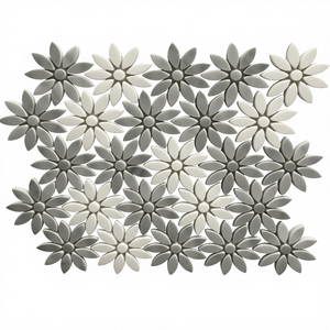 Полированная настенная плитка из белого мрамора с цветочным узором для внутренней и наружной отделки вилл, бассейнов, гостиных, интерьеров и экстерьеров - Product Image 1