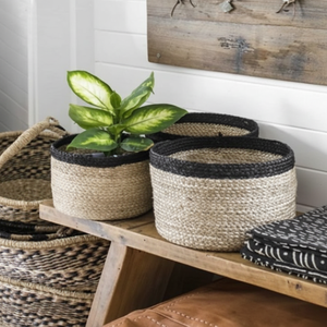 Divtik Decor Modern Style Mini Eco-Friendly Natural <b>Jute</b> Planter <b>Basket</b> with Flexible Black Circle Design for Multi-Purpose Use - Product Image 3