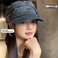 Gorra plana retro americana con remaches, de alta gama, informal y versátil para mujer, sombrero ecuestre que estiliza el rostro, 100% algodón.