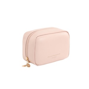 Bolsa de cosméticos de tamaño pequeño, organizador multifuncional para viajes y uso diario, color sólido rosa - Product Image 1