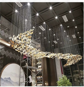 Lampe Lumière Verre Ouest LED Soufflée Orme Led Suspendus Luminaires Plafond Moderne Grand Éclairage Art Osier Drop Lights - Product Image 3