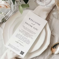 Tarjeta de agradecimiento de boda con código QR Tarjetas de mesa de bienvenida Nota de recepción imprimible Configuración de lugar Menú Carta De Mesa Remerciement