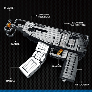 Ensemble de blocs de construction Reobrix 77029 Fusil mitrailleur <span class=keywords><strong>Scorpion</strong></span> 518 pièces, jouet modèle d'arme militaire à éjection par élastique - Product Image 5