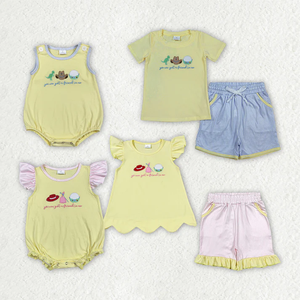 Conjuntos de Dos Piezas de Verano para Niños, Camiseta con Bordado de Rayas para Bebés, Conjunto de Ropa Corta - Product Image 4