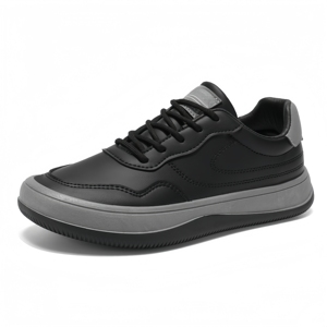 Stylish Sporty Breathable Leather Athletic <b>Flats</b> Men's Casual White Sports Trendy Sneakers with Cushioning for Men Fashion - Product Image 2