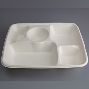 <span class=keywords><strong>Plateau</strong></span> <span class=keywords><strong>repas</strong></span> 3 compartiments vaisselle compostable alimentaire bagasse canne à sucre boîte à lunch jetable avec couvercle - Product Image 3